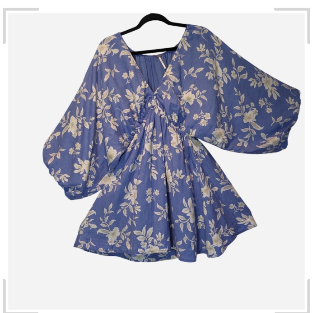 Pre-owned Free People Blue Floral Mini Dress - Picture 8 of 8